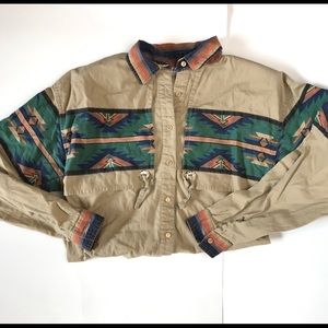 Adobe Rose Western button up shirt Aztec pattern